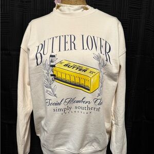 Simply Southern Cream Sweatshirt “Butter Lover” NWT.